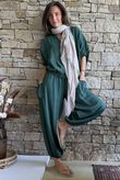 Basso Button Drape Cap Sleeve Shirt Forest